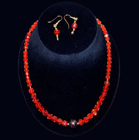Red Necklace & Earrings